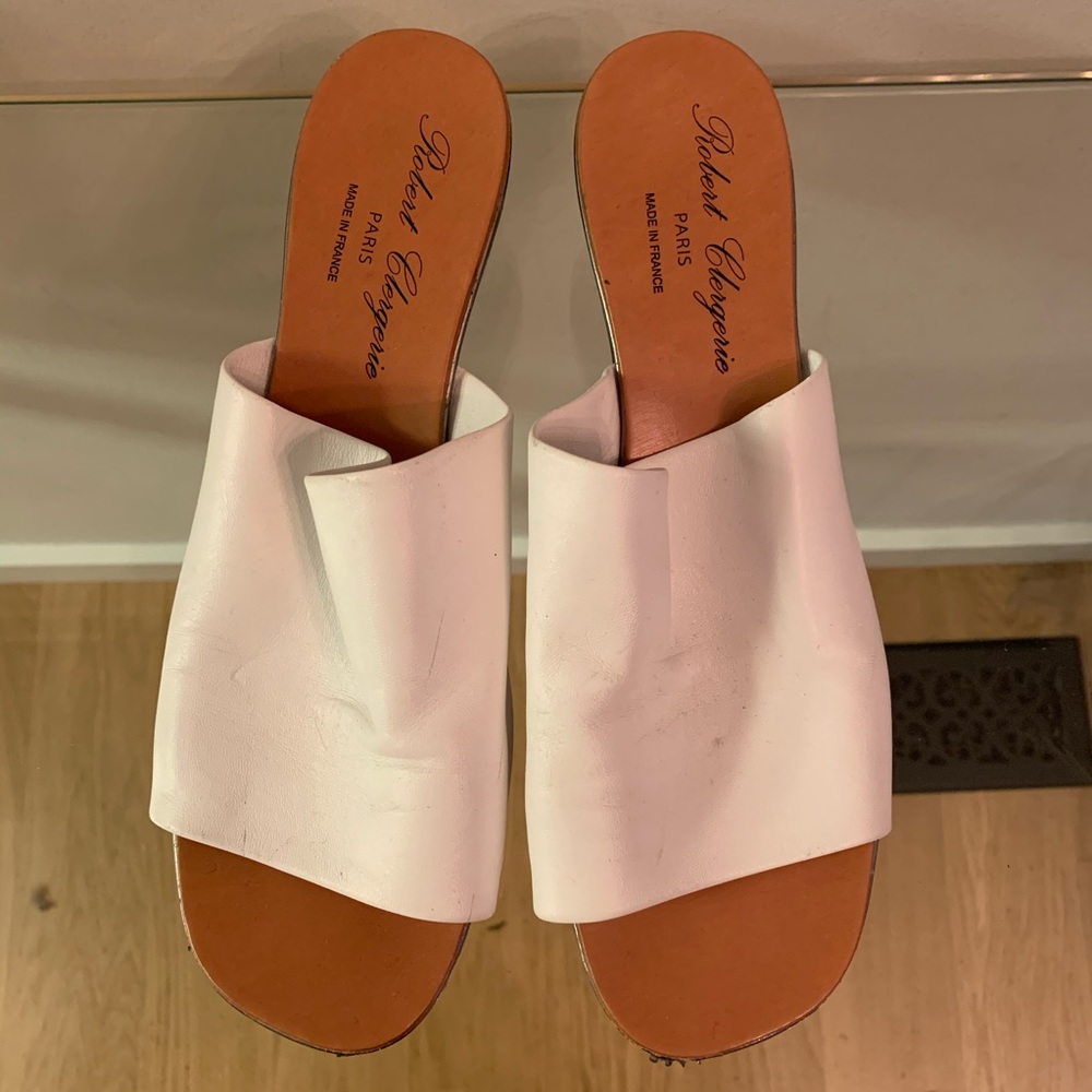 Robert clergerie white leather mules 38